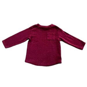 Cat & Jack Baby Boys Red Long Sleeve Shirt Tee T-Shirt Ribbed Pocket Size 12M